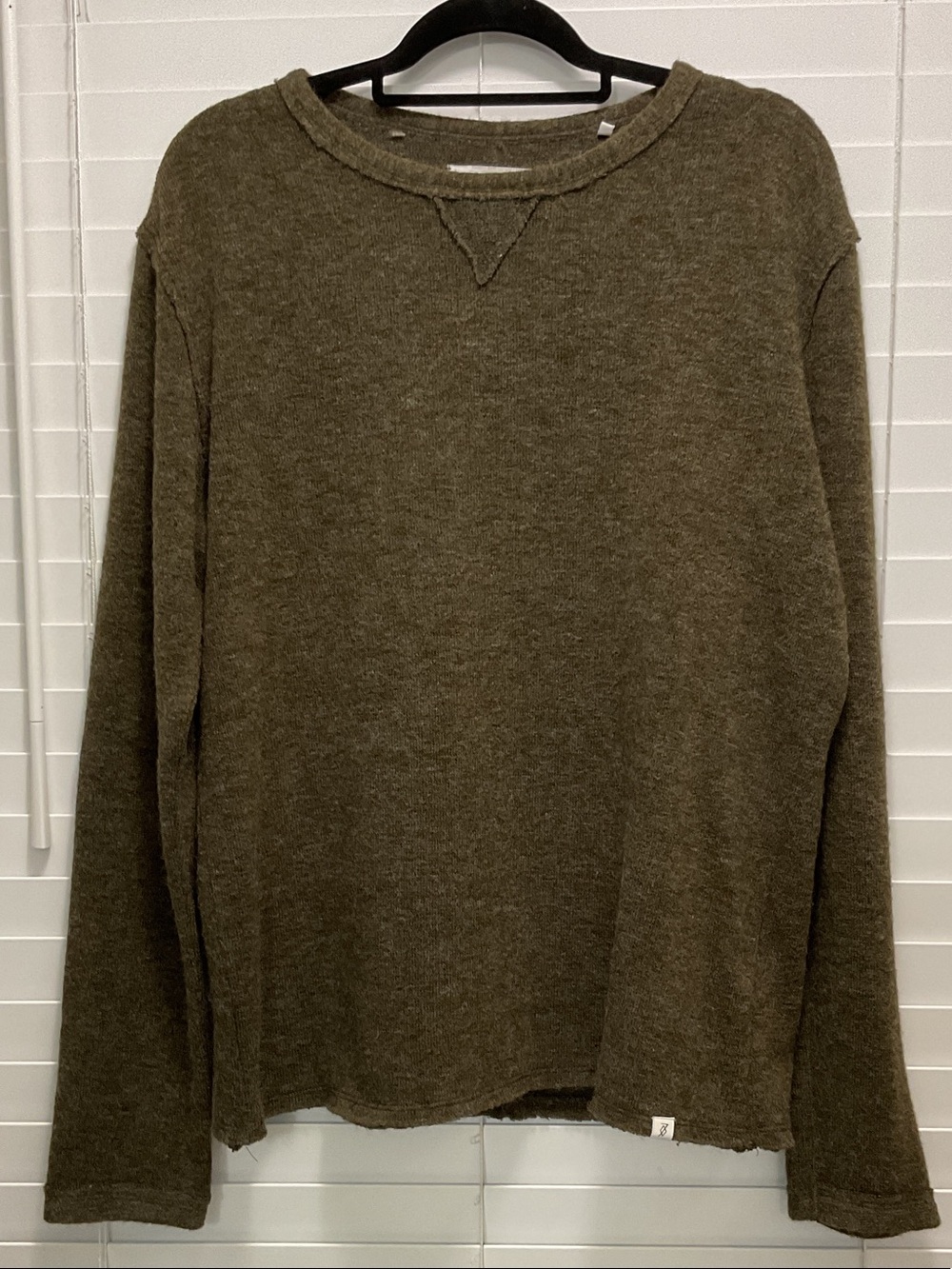 7 Diamonds Olive/Taupe Knit Crewneck Long Sleeve Sweater
